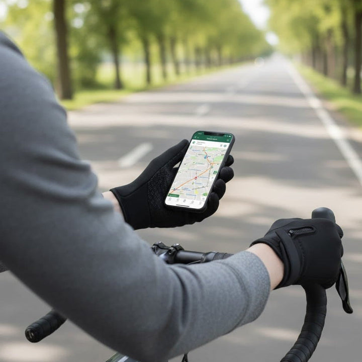 Detail der Touchscreen-Fingerspitze der WARMTOUCH Handschuhe; ideal für Smartphones im Winter.