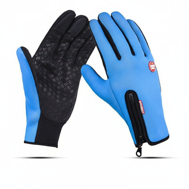 Nahaufnahme des warmen, winddichten Materials der WARMTOUCH Winterhandschuhe für maximalen Kälteschutz.