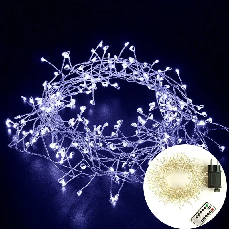 Flexible LED Cluster Lichterkette am Silberdraht, bunt, für vielseitige Innen- & Außenbeleuchtung & Dekoration.