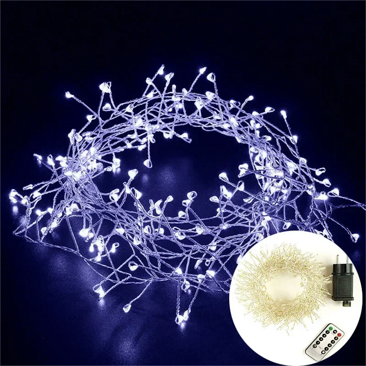 Flexible LED Cluster Lichterkette am Silberdraht, bunt, für vielseitige Innen- & Außenbeleuchtung & Dekoration.