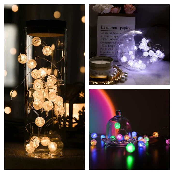 Warmweiße LED Lichterkette, batteriebetrieben, stimmungsvoll am Weihnachtsbaum, 3 Modi, innen & außen.