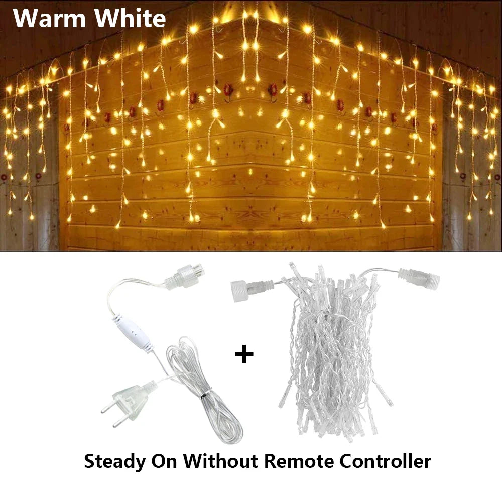 LED Eiszapfen Lichtervorhang mit magischen Lichteffekten, Lichterkette für besondere Anlässe.