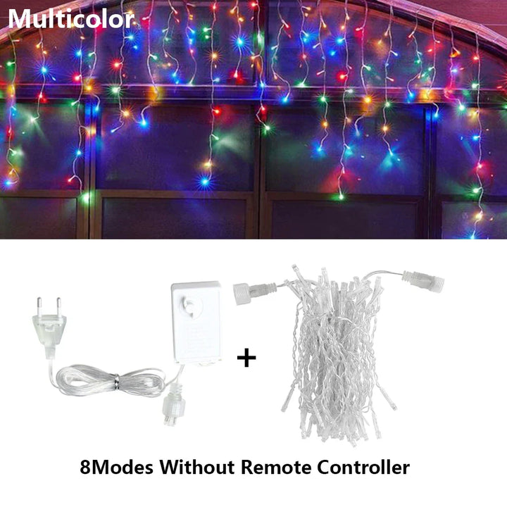 Funkelnder LED Eiszapfen Lichtervorhang, ideal als Party- oder Hochzeitsbeleuchtung & Festdeko.