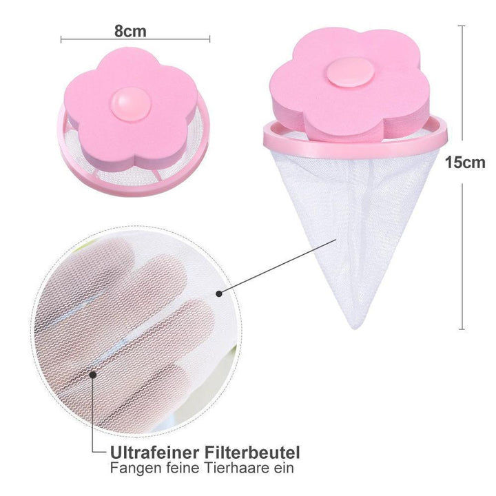Robuster Netzbeutel Filter für Waschmaschine, fängt Tierhaare & groben Schmutz zuverlässig auf.