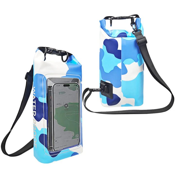 Compacte 2L Dry Bag, wasserdicht, mit integriertem Touchscreen-Fenster für Outdoor & Reise.