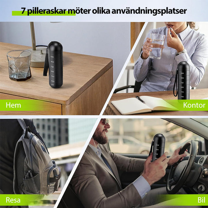 Outdoor-geeignete 7-Tage Aluminium Pillendose, wasserdicht für Medikamente und Reiseapotheke.