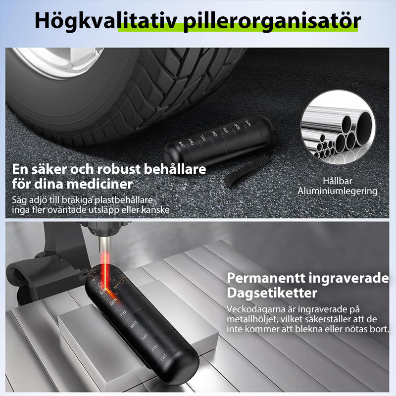 Wasserdichte 7-Tage Aluminium Pillendose für Medikamente, ein sicherer Begleiter auf Reisen.