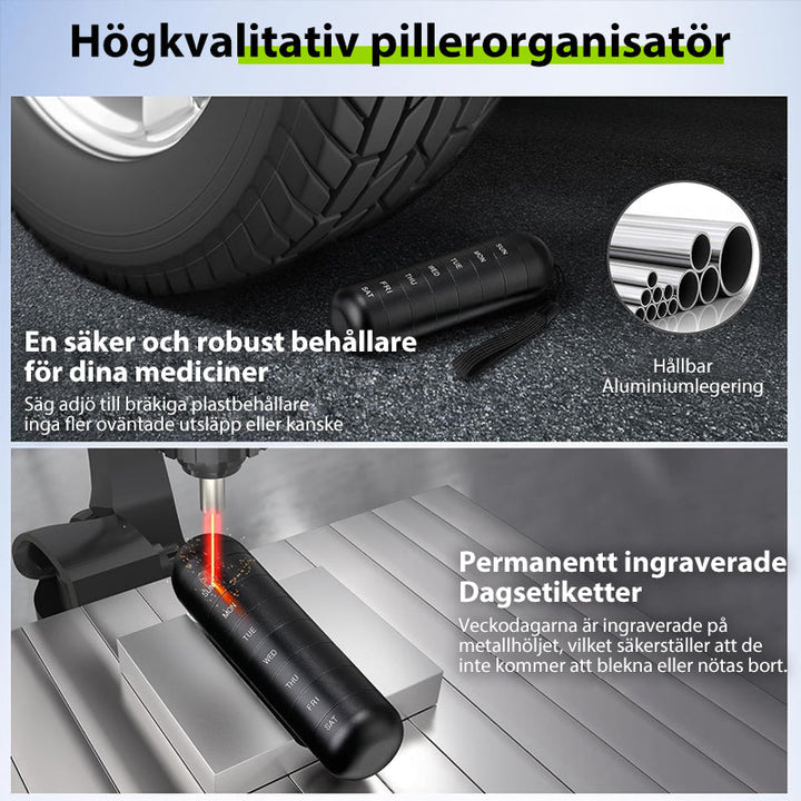 Wasserdichte 7-Tage Aluminium Pillendose für Medikamente, ein sicherer Begleiter auf Reisen.