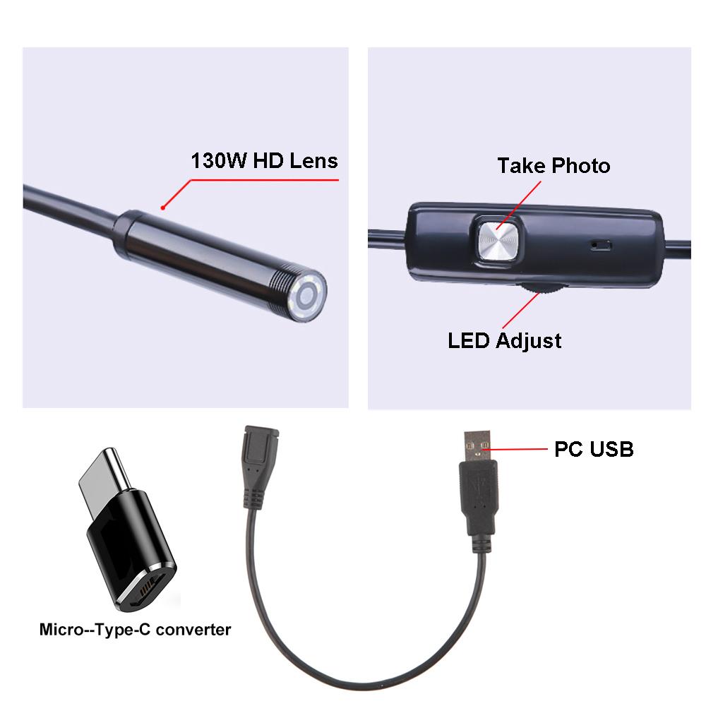Endoskopkamera mit extra langem, flexiblem Kabel, perfekt für detaillierte Motorinspektion und Rohrprüfung im Fahrzeug.