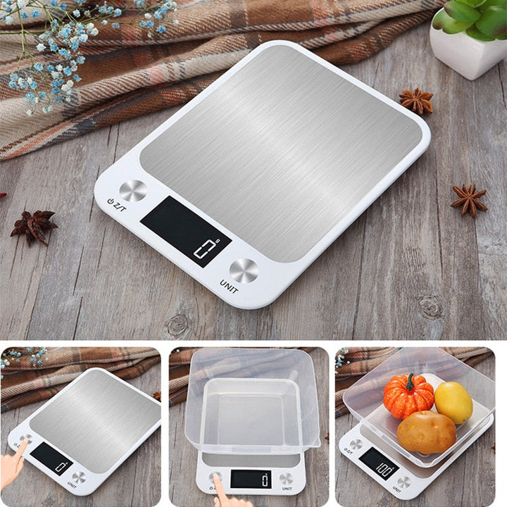 Kompakte digitale Küchenwaage, präzises Wiegen von Zutaten für Backen & Kochen.