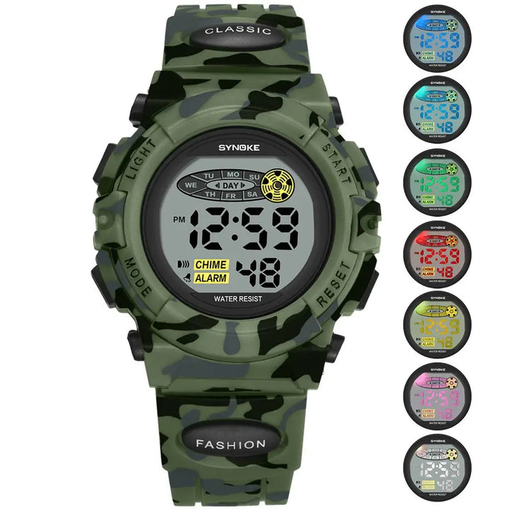 Coole digitale Kinderuhr wasserdicht, ideal für Jungen und Mädchen, mit leuchtendem LED-Display.