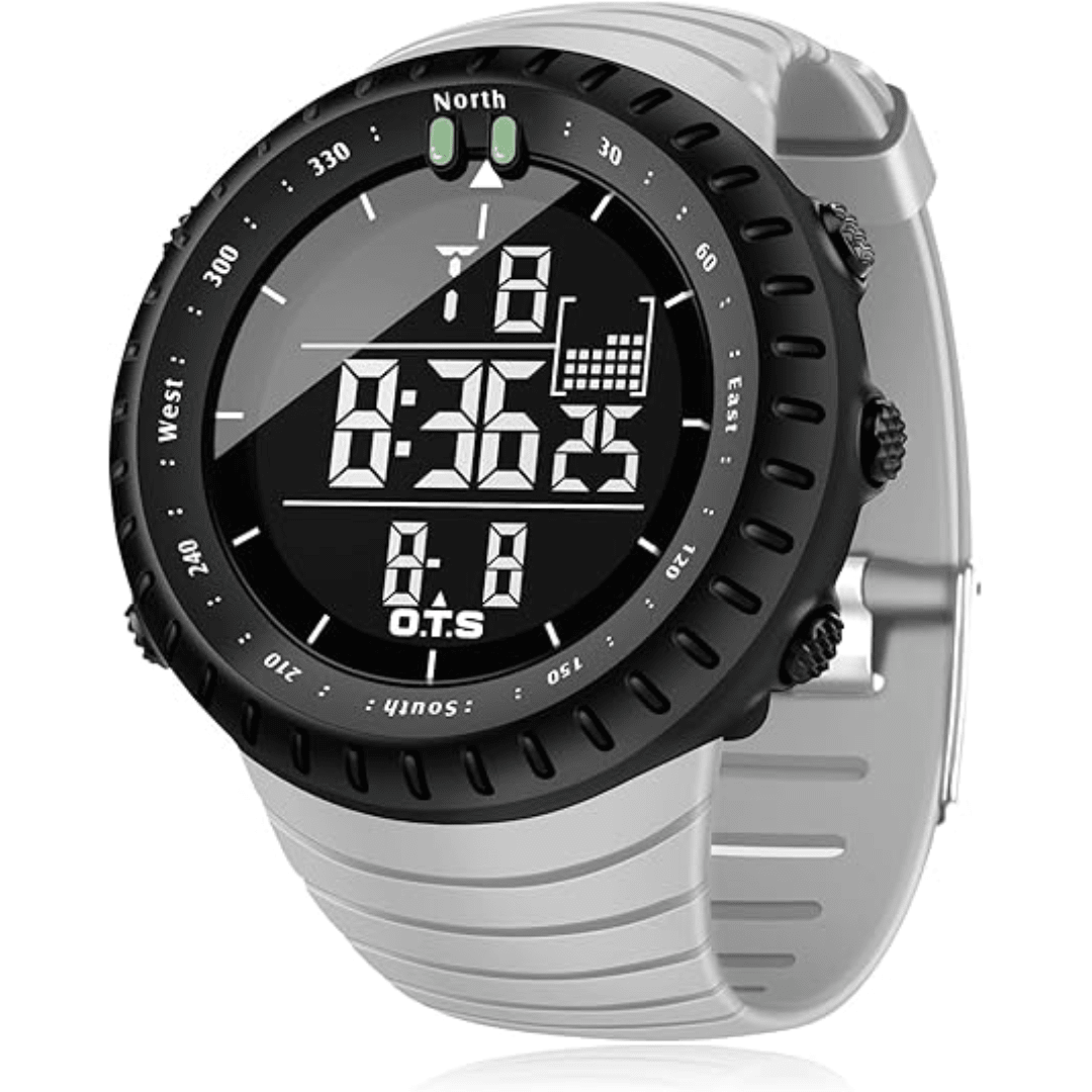 Outdoor-Sportuhr für Herren, wasserdicht, digital, mit LED-Display und taktischen Funktionen.