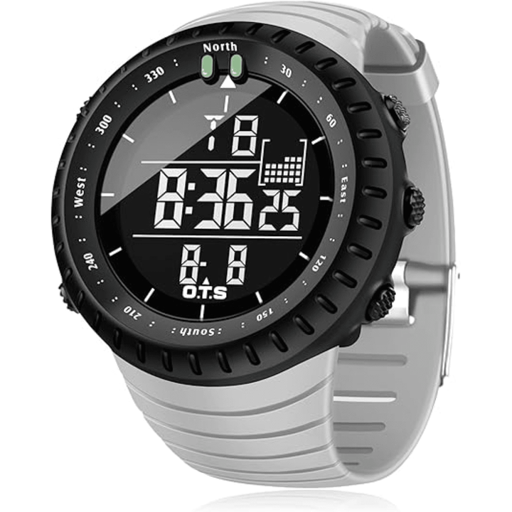 Outdoor-Sportuhr für Herren, wasserdicht, digital, mit LED-Display und taktischen Funktionen.