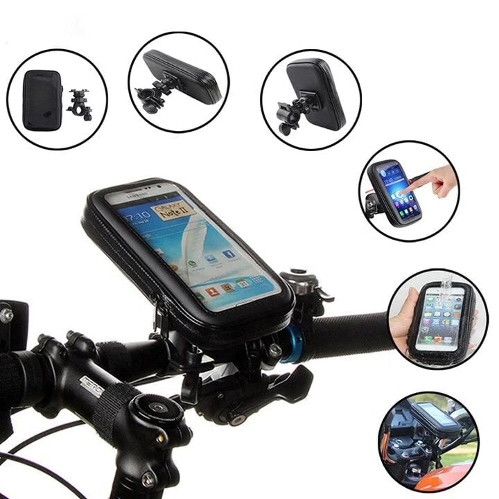 Wasserdichte Smartphone Halterung mit Powerbank & kabellosem Laden – ideal für Fahrrad & Motorrad Zubehör.