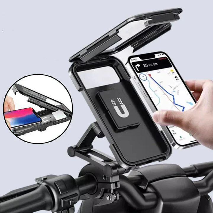 Outdoor Fahrrad-Handyhalterung wasserdicht, mit Powerbank für lange Touren und Navigation.