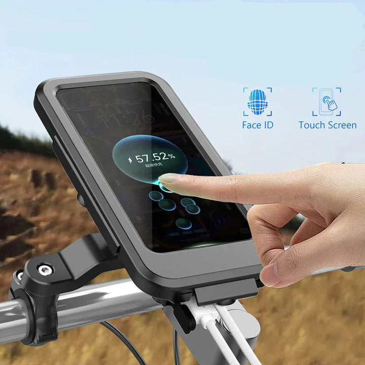 Sichere Lenkerhalterung mit Powerbank & Ladefunktion für Navigation am Fahrrad.