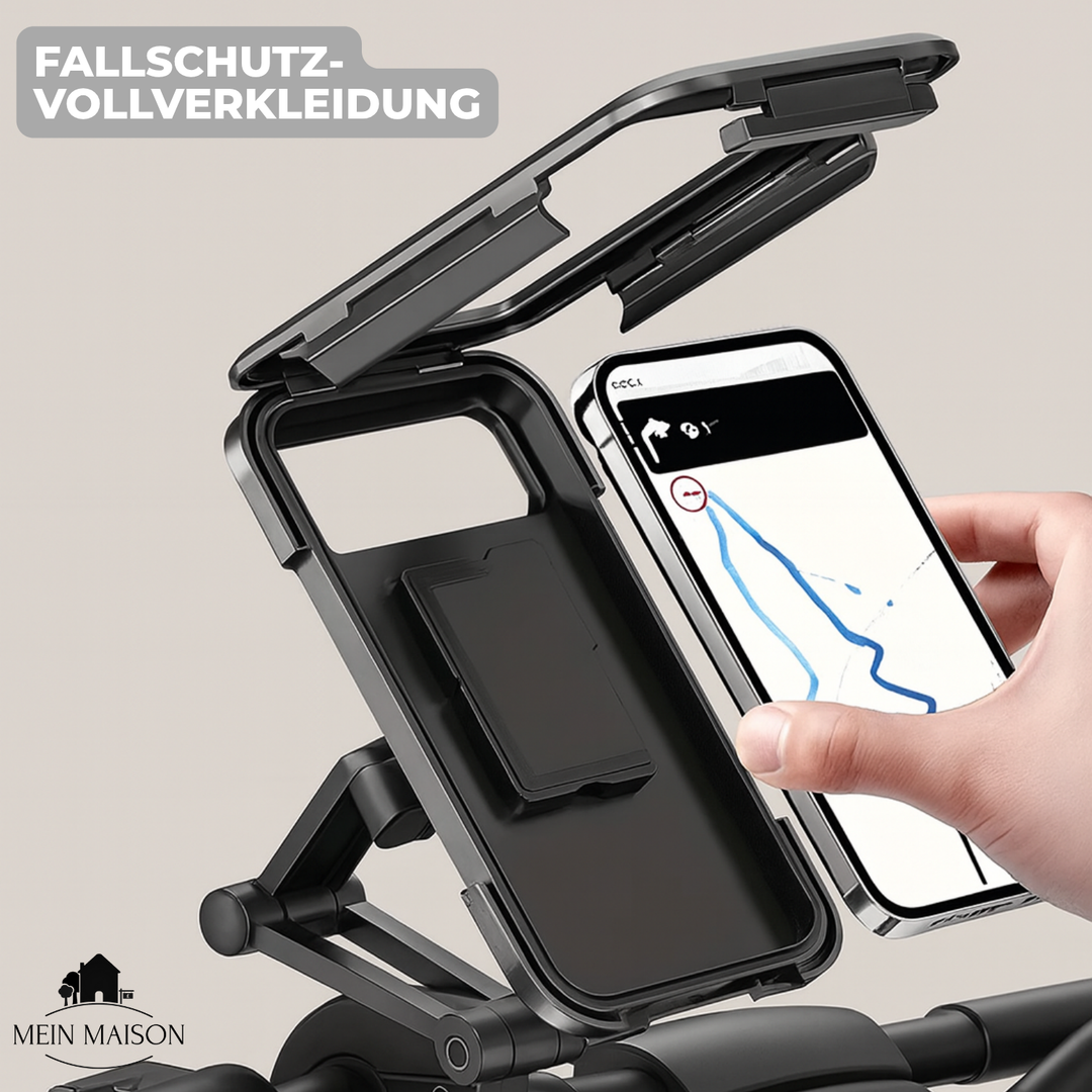 Universal Handyhalterung wasserdicht für alle Smartphones, perfekt als Fahrradzubehör & Motorradhalterung.