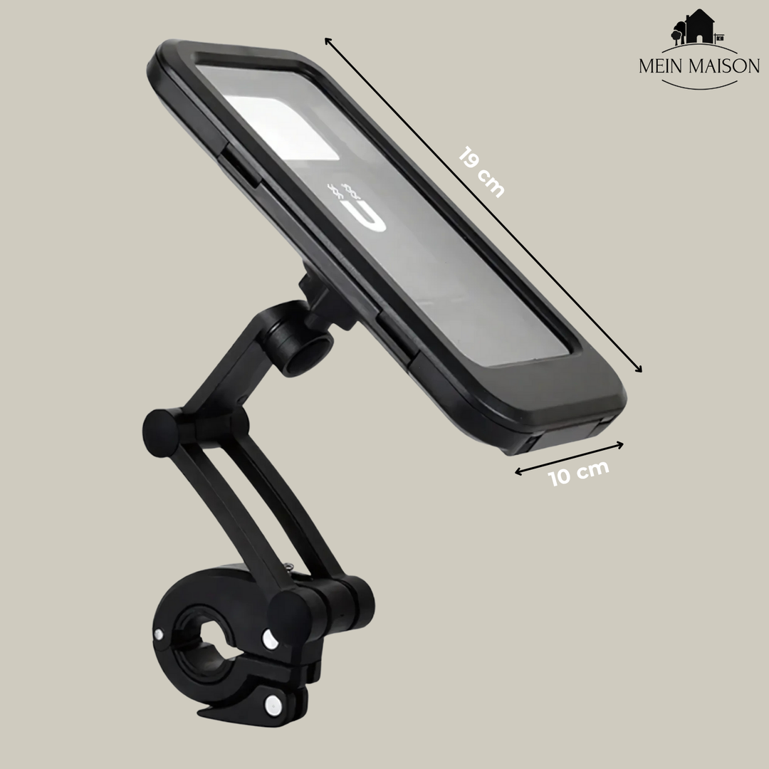 Fahrrad- & Motorradhalterung mit stabiler Montage, wasserdicht für sicheren Smartphoneschutz & Navigation.