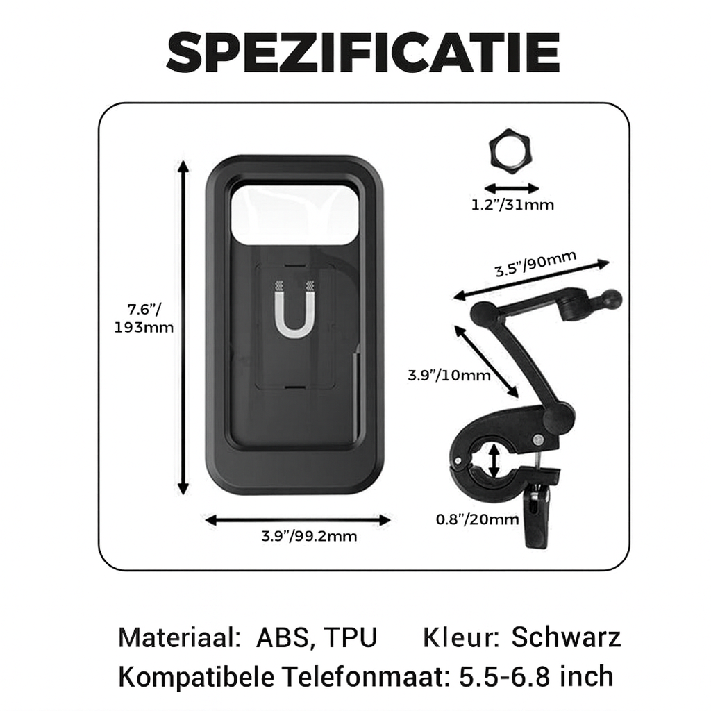 Sichere, stabile Handyhalterung für Fahrrad & Motorrad Navigation, schützt Smartphone vor Erschütterungen.