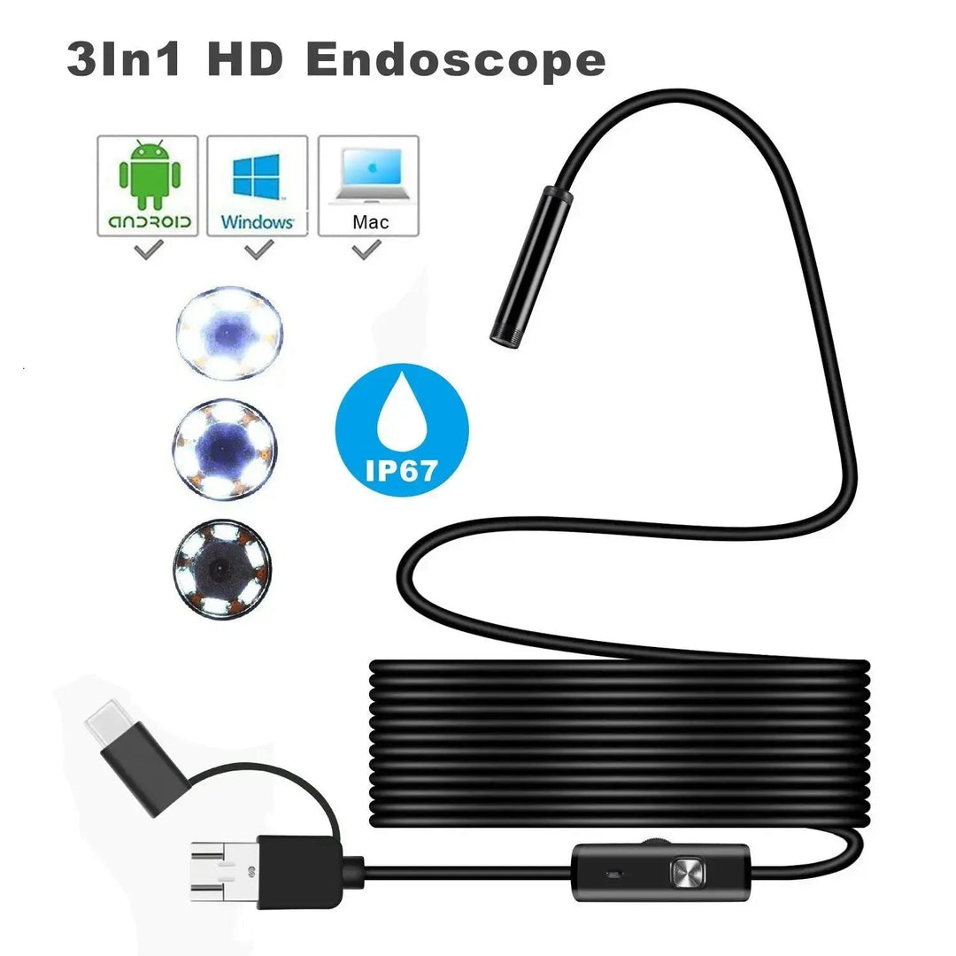 USB Endoskopkamera HD wasserdicht mit LED-Licht für Android & Windows: vielseitige digitale Lupe.