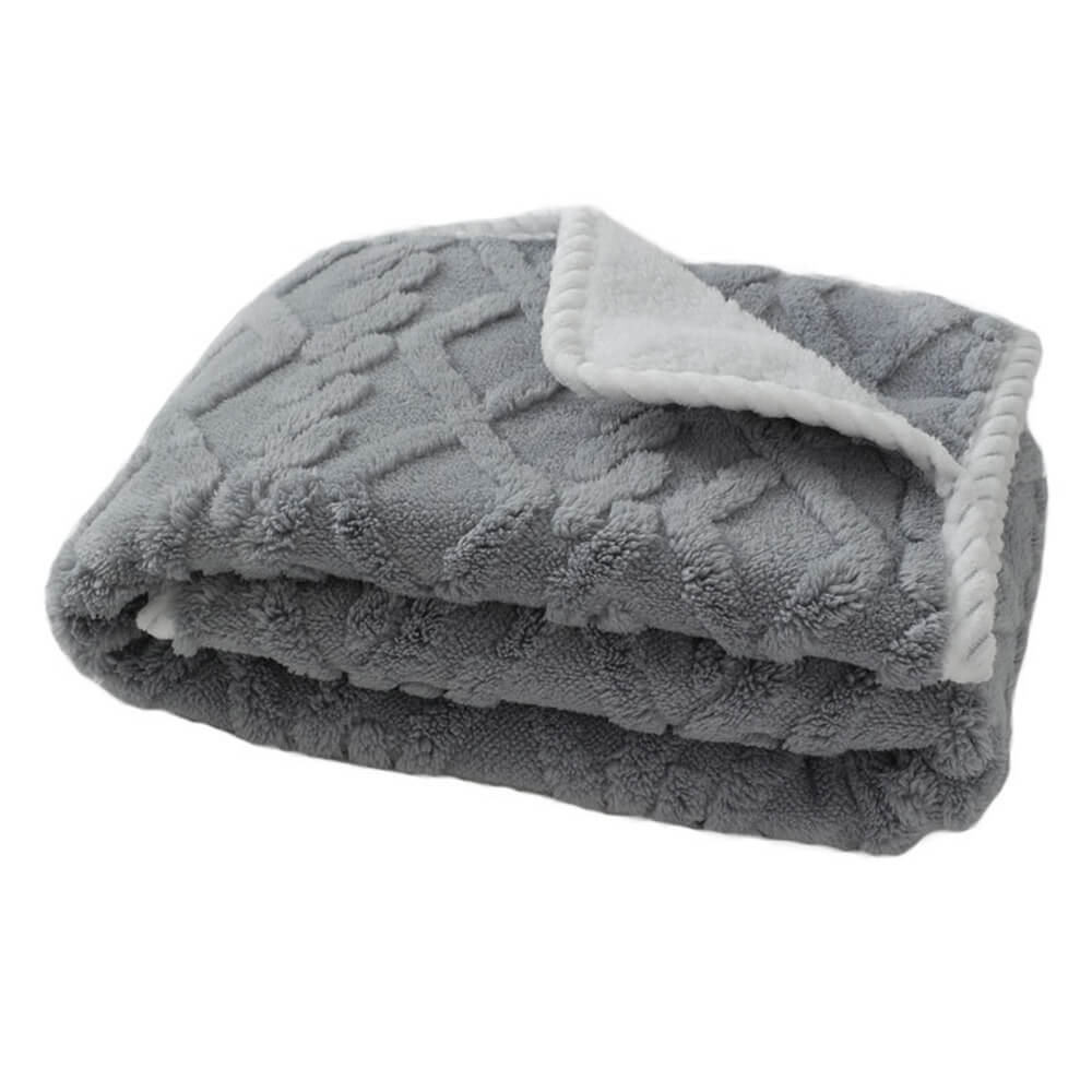 Weiche, graue Polarfleece Hundedecke, wasserdicht & kuschelig, ideal als Schutz für Möbel.