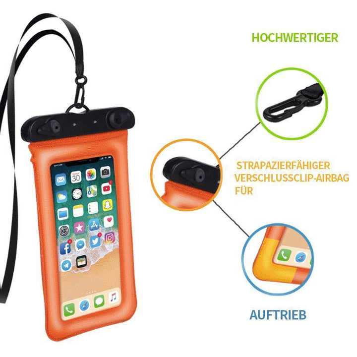 Schwimmende wasserdichte Handytasche, ideal für Abenteuer, Pool und den Strandurlaub mit dem Smartphone.