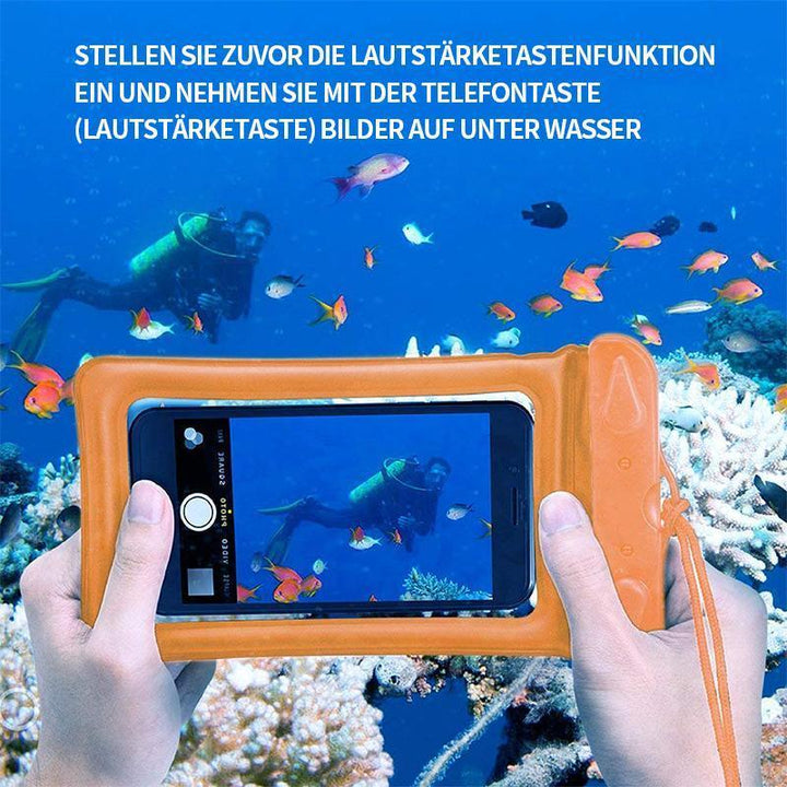 Universal Schutzhülle für Smartphones, wasserdicht & schwimmend, ideal für Outdoor-Aktivitäten & Sport.