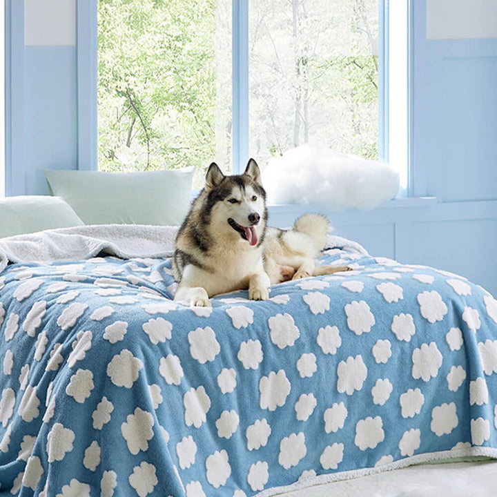Komfortable Schutzdecke für Hunde, waschbar, wasserdicht, Sherpa-Fleece, Wolkenmuster.