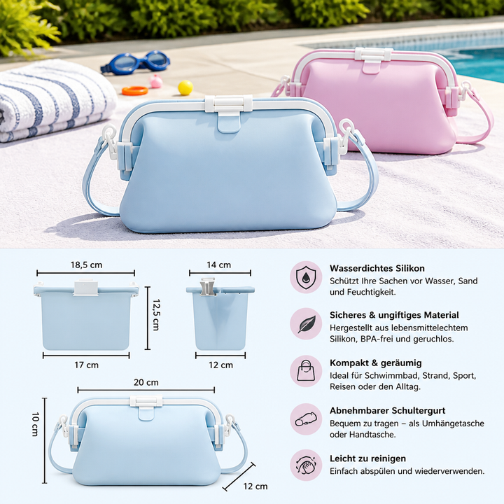 Bunte wasserdichte Silikontasche für pädagogisches Spielzeug, praktische Umhängetasche für Kinder.