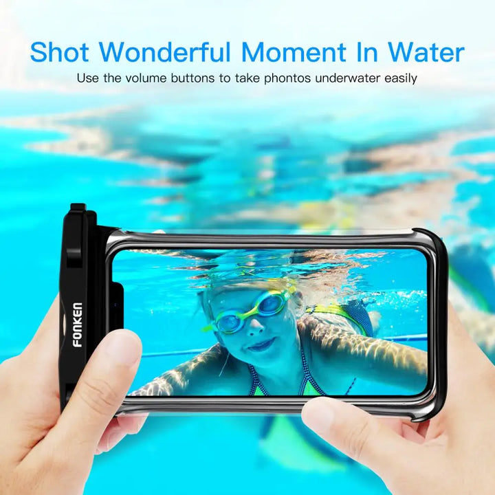 Wasserdichte Handyhülle für Festivals, schützt dein Smartphone zuverlässig vor Regen & Staub.