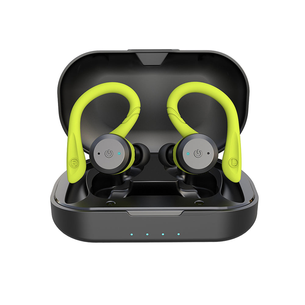 Hochwertige Audio Sport-Kopfhörer für ein immersives Klangerlebnis während des Trainings; robust und wasserdicht.