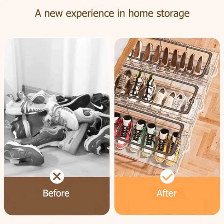 Transparente stapelbare Schuhbox. Ideal zur wasserdichten Aufbewahrung & schnellen Organisation der Schuhe.