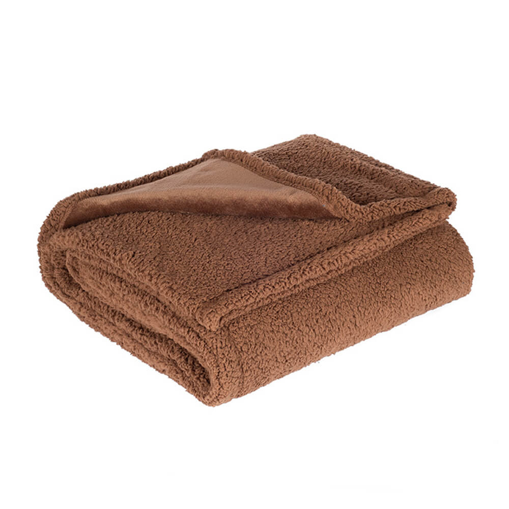 Waschbare Hundedecke aus weichem Flanell-Sherpa-Fleece, wasserdicht und schützend.