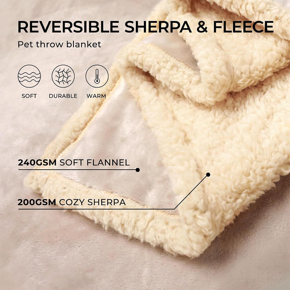 Dicke, wasserdichte Hundedecke aus superweichem Flanell-Sherpa-Fleece.