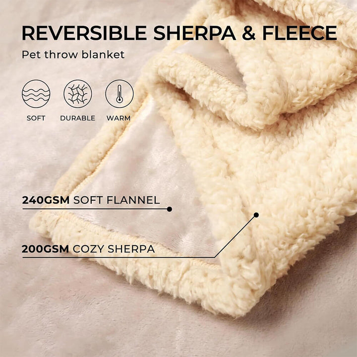 Dicke, wasserdichte Hundedecke aus superweichem Flanell-Sherpa-Fleece.