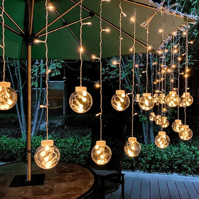 Wasserdichter 3,5m LED Lichterkette Vorhang (IP44) für stimmungsvolle Garten- & Außenbeleuchtung, ideal für Feste.