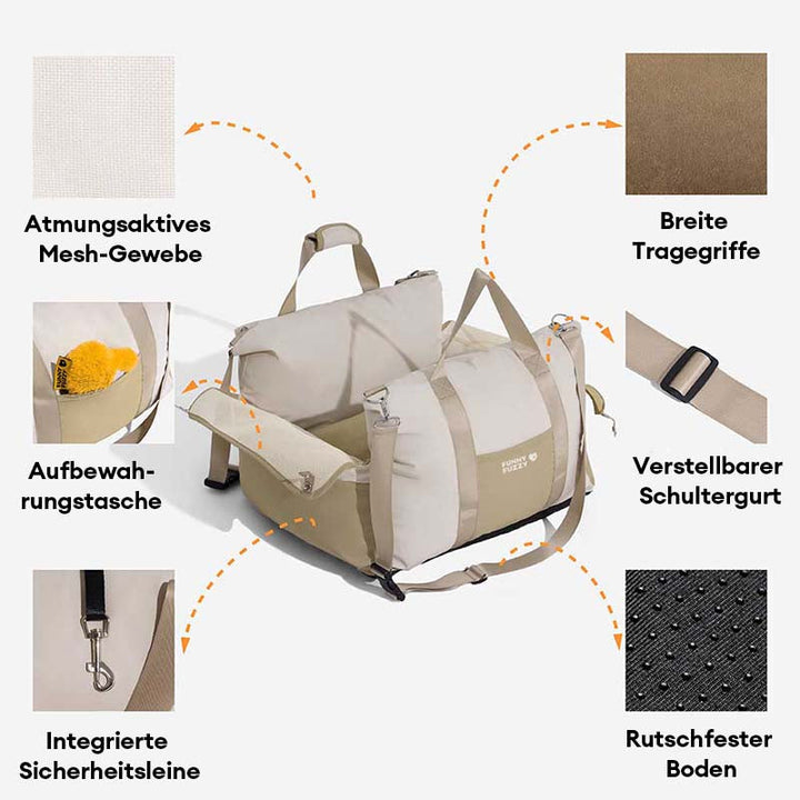 Komfortabler Haustier-Autositz, atmungsaktiv & wasserdicht, ideal für Reise mit Hund.