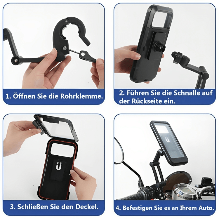 Sichere & wasserdichte Fahrrad Smartphonehalterung mit stabilem Halt; optimales Fahrradzubehör für Outdoor.