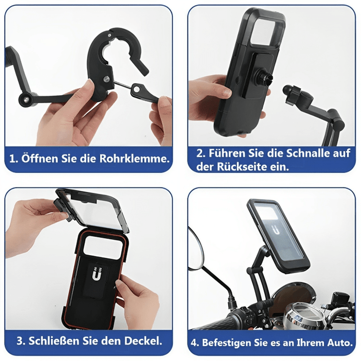 Sichere & wasserdichte Fahrrad Smartphonehalterung mit stabilem Halt; optimales Fahrradzubehör für Outdoor.