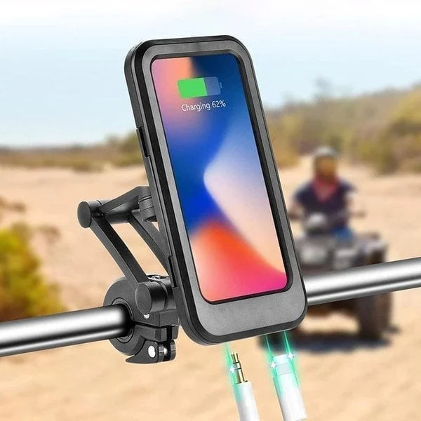 Outdoor-tauglicher, stoßfester Handyhalter für Motorrad & Fahrrad. Wasserdicht & 360° verstellbar.