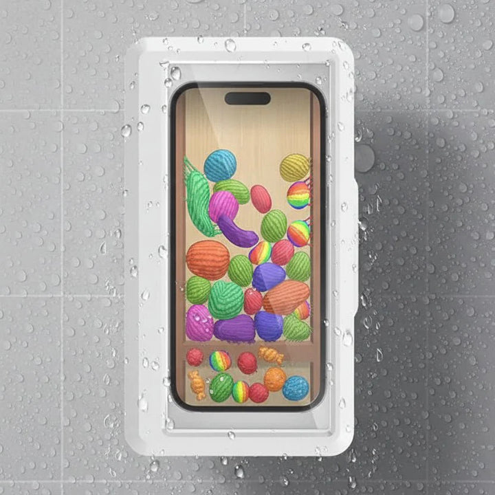 Eleganter wasserdichter Smartphone Halter zur Wandmontage, 360° drehbar, für Bad & Küche, Touchscreen.