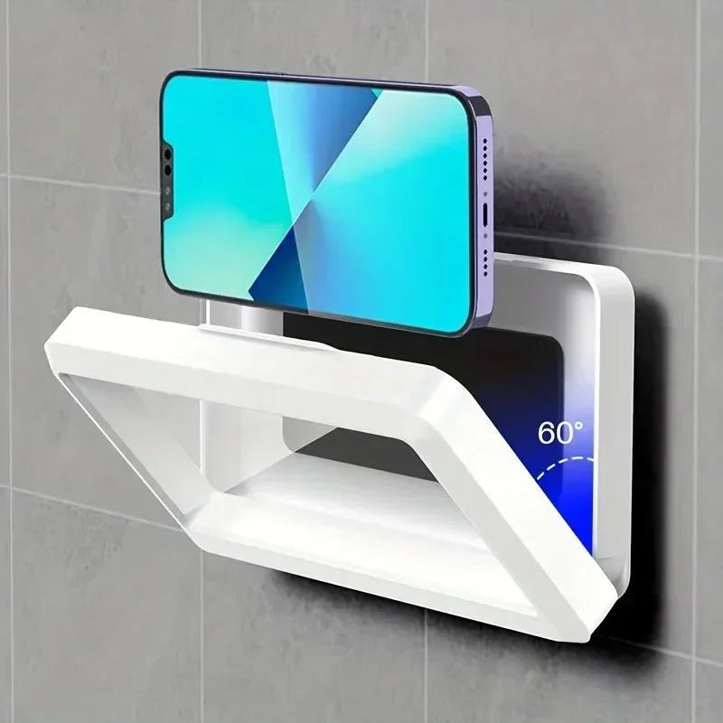 Praktischer wasserdichter Handyhalter für Bad & Küche, ermöglicht Smartphone Nutzung mit 360° Rotation.