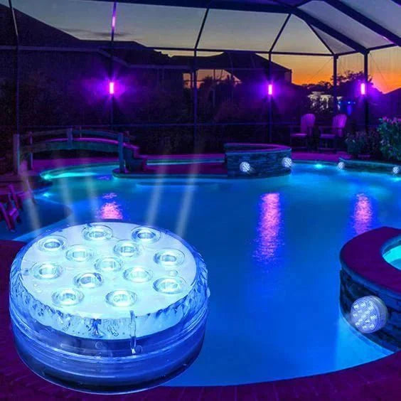AQUARAY wasserdichtes LED-Poollicht, das Ihre Pool- und Gartenparty mit lebendigen Farben und Fernbedienung erhellt.