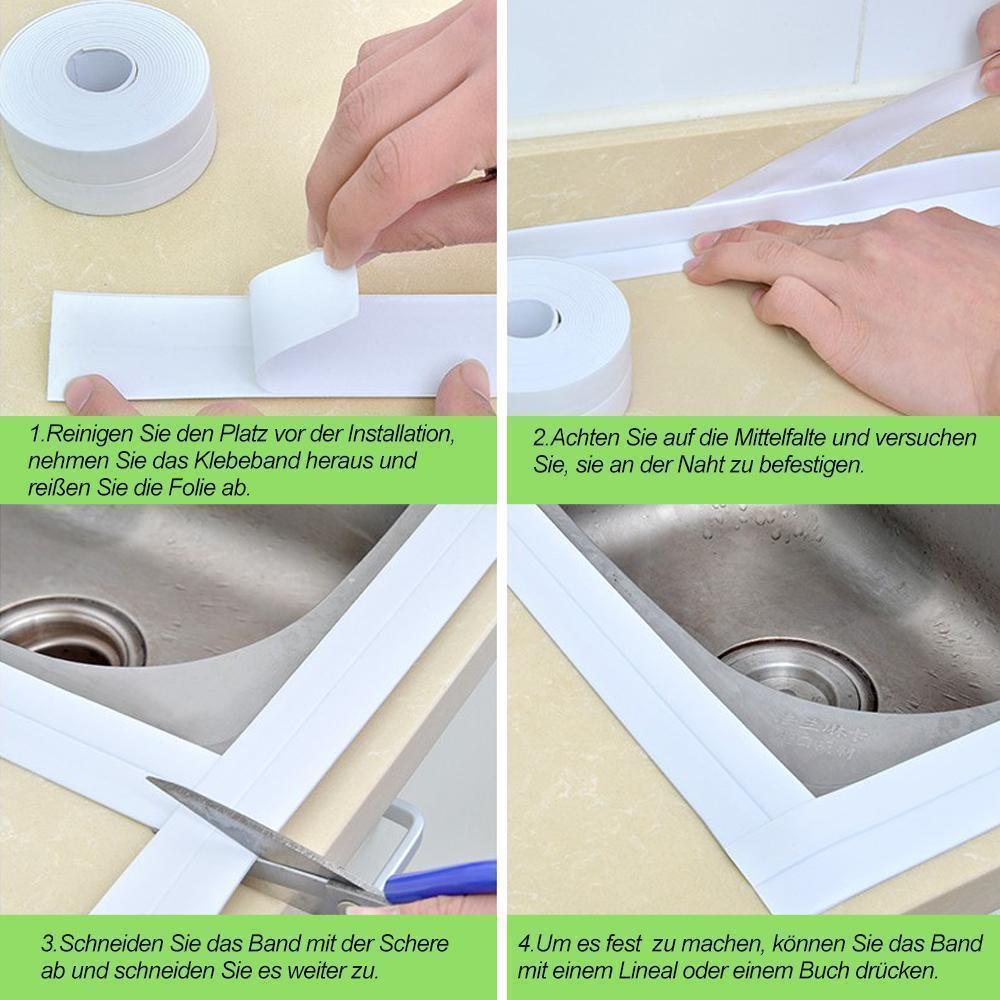 Selbstklebendes PVC-Dichtungsband für Küchenspüle und Badewanne, feuchtigkeitsbeständig.