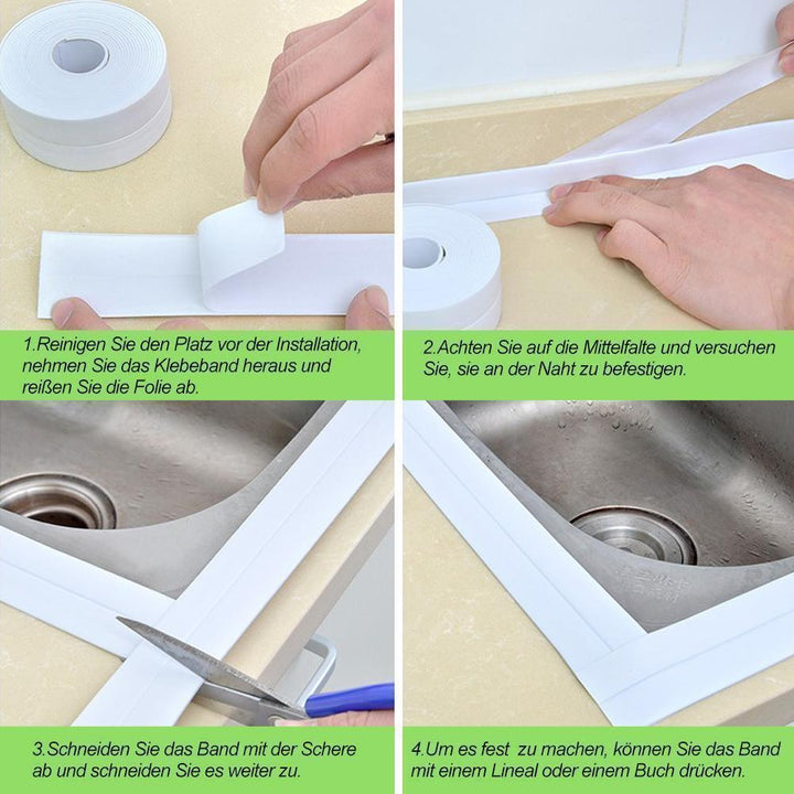 Selbstklebendes PVC-Dichtungsband für Küchenspüle und Badewanne, feuchtigkeitsbeständig.