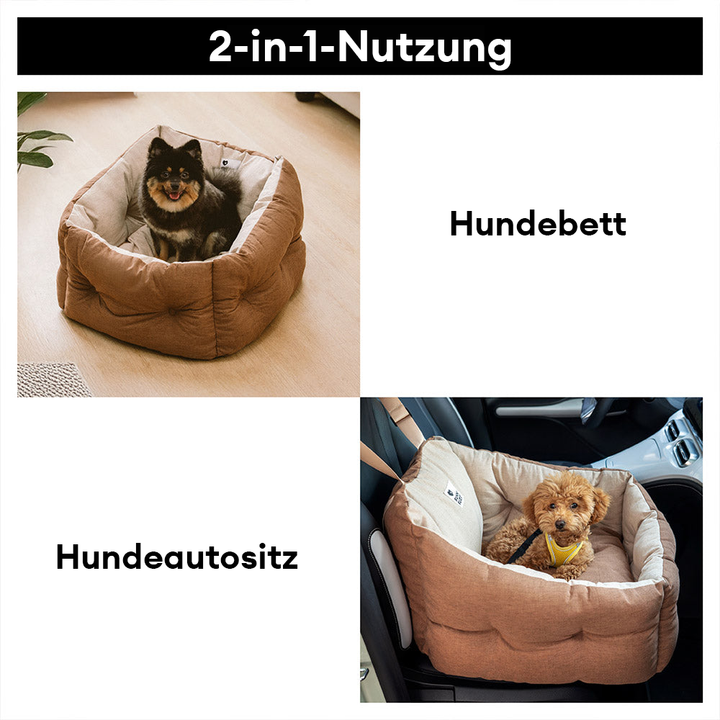 Komfortables Hundebett Auto, wasserdicht und als Einzelsitz konzipiert. Optimal für die sichere Hundereise.