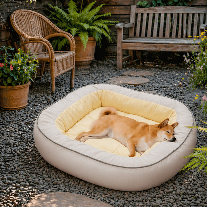Robustes, pflegeleichtes PU-Leder Hundebett, wasserfest und kratzfest für langanhaltende Nutzung.