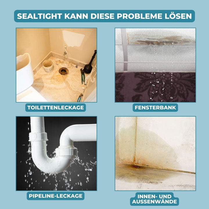 Nahaufnahme der wasserdichten Abdichtung: Dichtspray versiegelt Risse & Fugen. Effektiver Schutz gegen Feuchtigkeit.