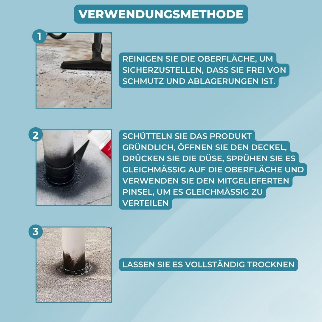 Leckreparaturspray im Heimwerker-Set. Wasserdichtes Abdichtspray für schnelle Reparaturen und Schimmelprävention.