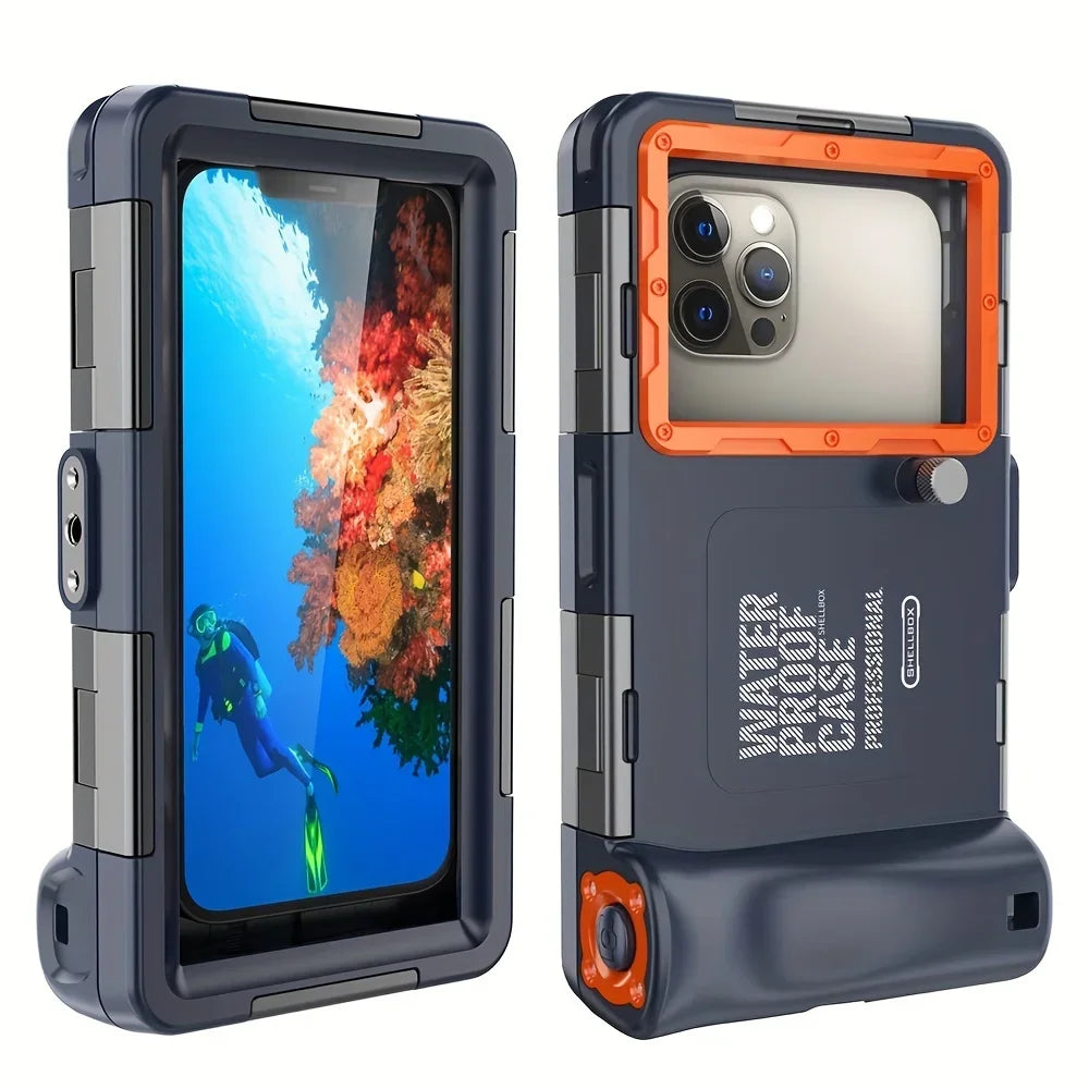 Wasserdichtes Tauch-Handycase AquaShield für Smartphones, 15m Schutz, ideal für Unterwasserfotos mit Lanyard.